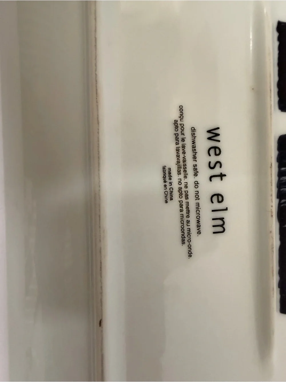 West Elm Cream and Tan Dot Rectangular Serving Platter